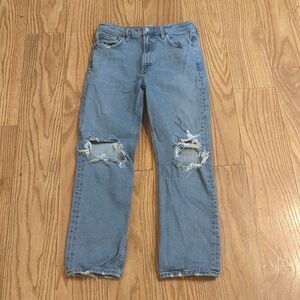 Agolde Wilder straight leg jeans high-rise destroyed knees women's size 28"